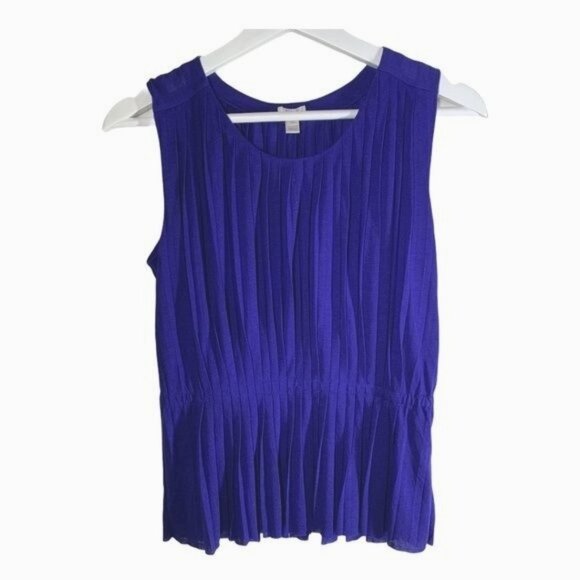 J. Crew Sleeveless Pleated Blue Tank Blouse XXS Dressy Work Top - Picture 1 of 8